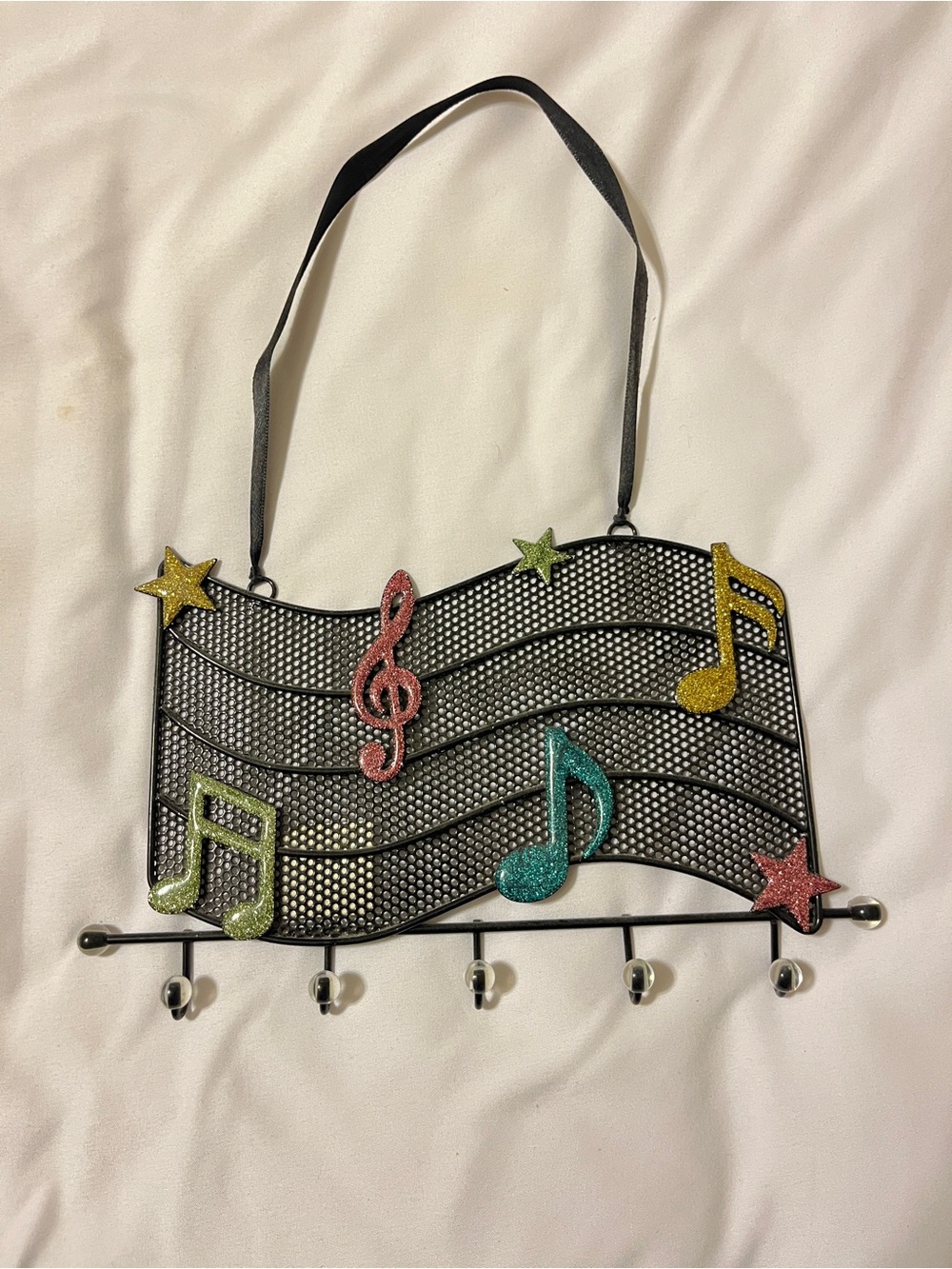 Claire's Black Metal Music Note Jewelry Earrings Necklace Hanging Wall Rack
